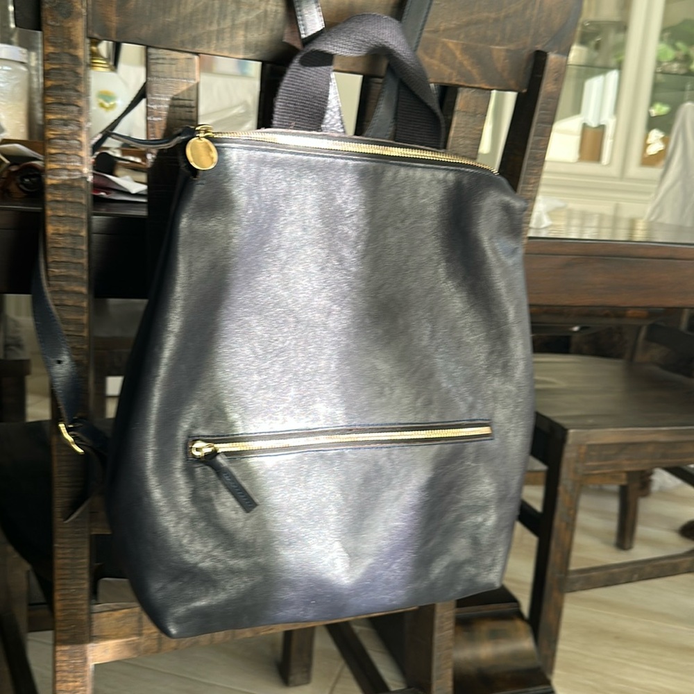 EUC Clare V. Remi backpack in navy leather.